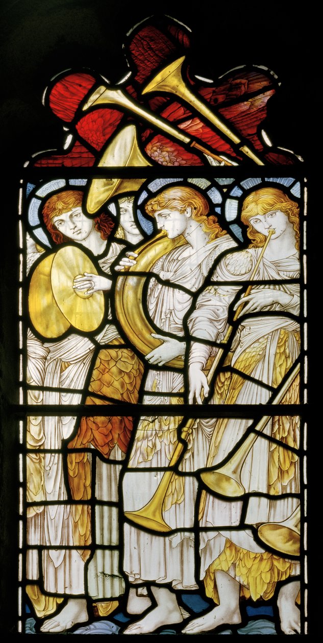 Musical Angels, Te Deum, East Window, c.1888 (stained glass) by John William Brown