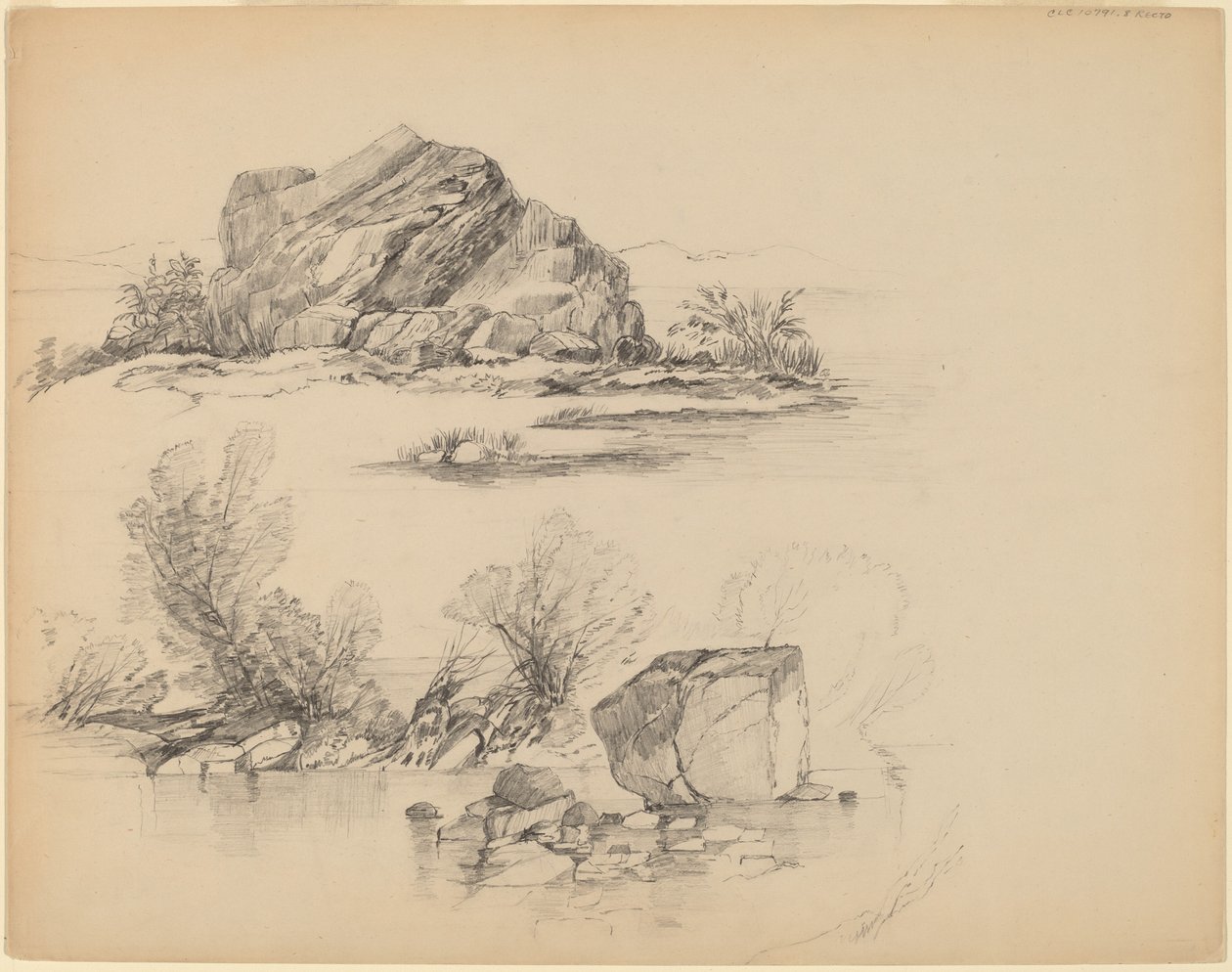 Rocks Along a Lakeshore by John William Casilear