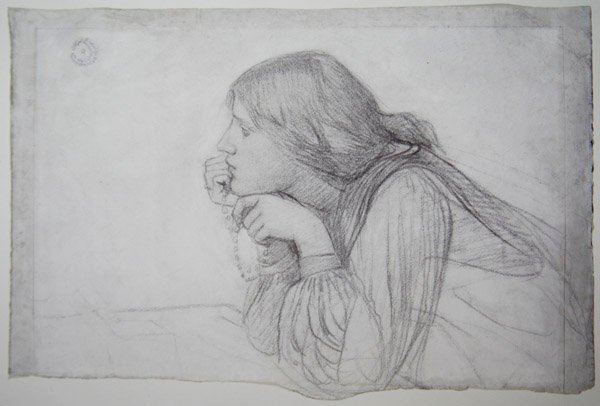 Study of a female figure with Rosary by John William Waterhouse