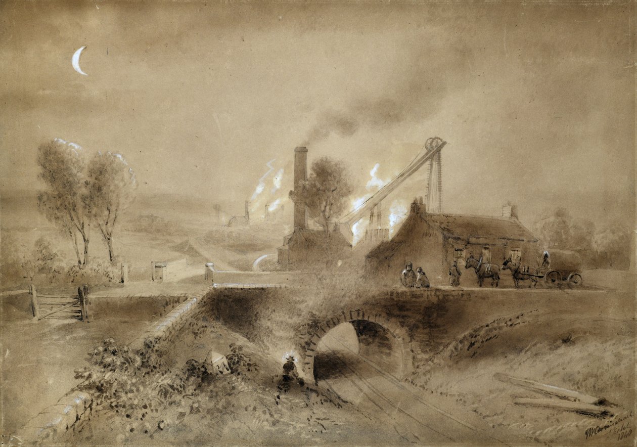 Pithead and Railway by John Wilson (after) Carmichael