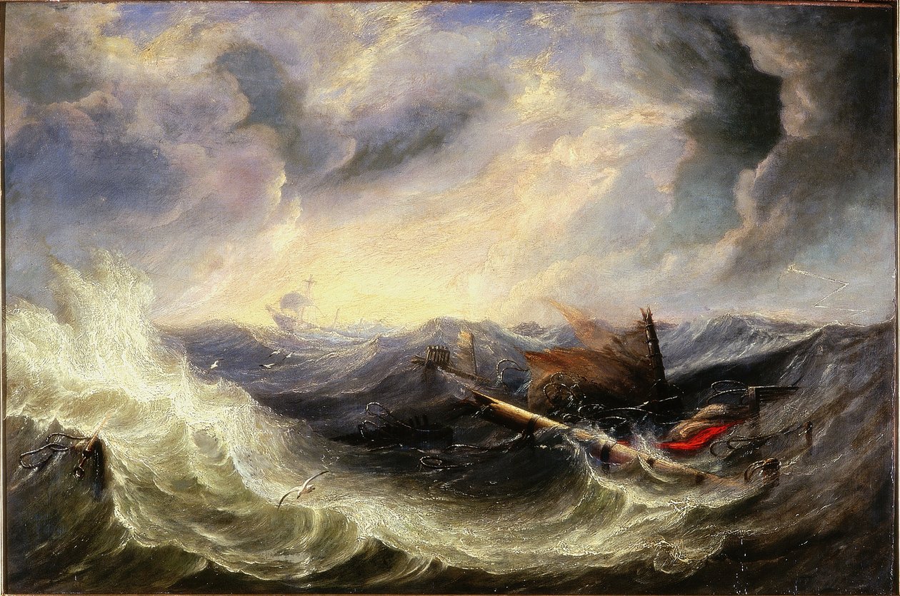 Seascape with Wreckage by John Wilson (attr. to) Carmichael