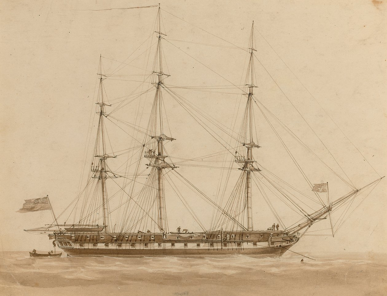 A British frigate riding on her anchor by John Wilson Carmichael