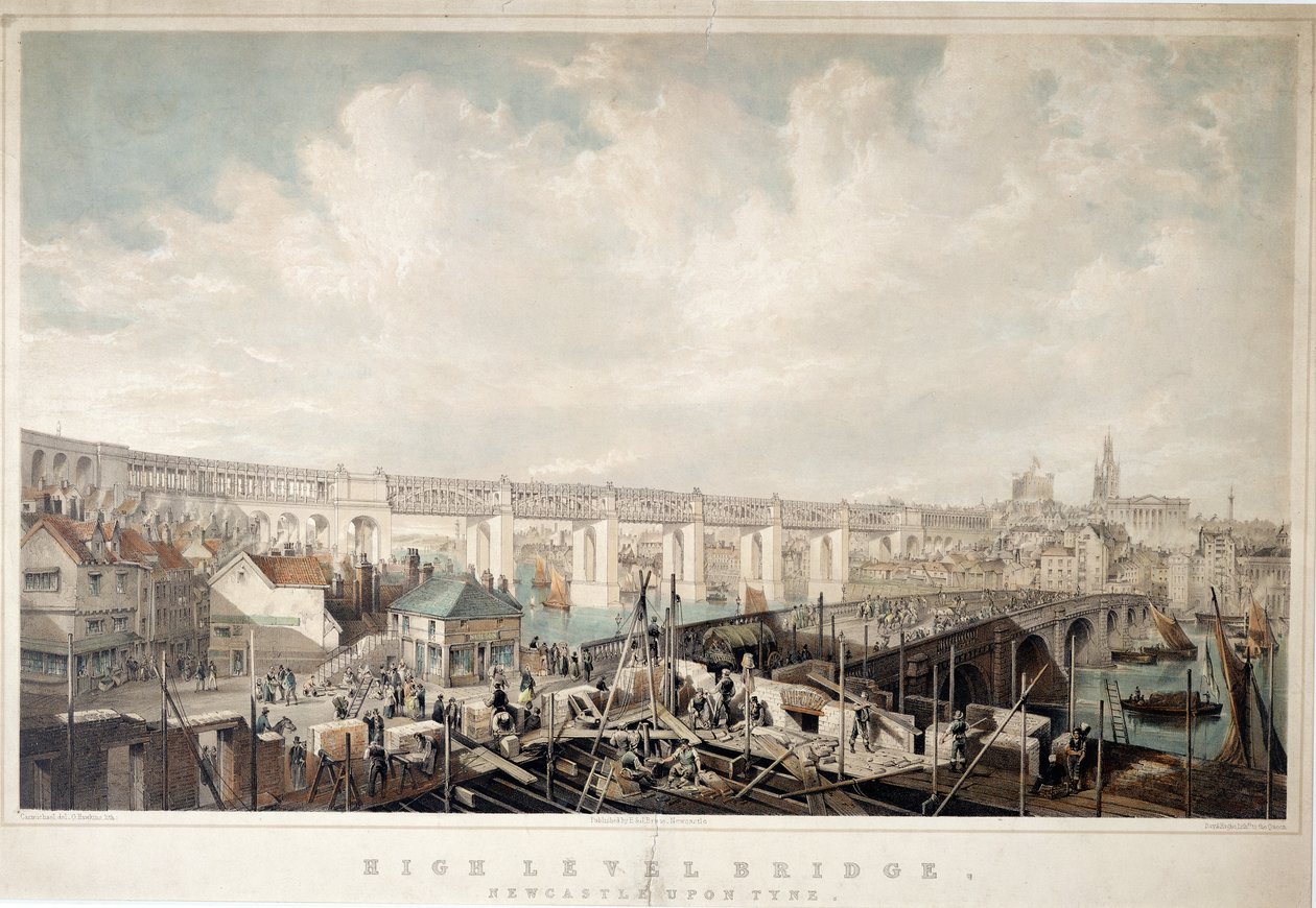 High Level Bridge, Newcastle upon Tyne, Engraved by George Hawkins by John Wilson Carmichael
