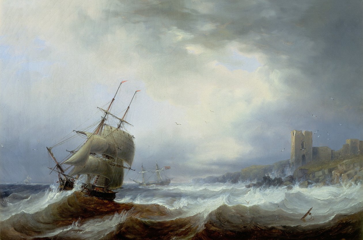Ships Beating off a Lee Shore by John Wilson Carmichael