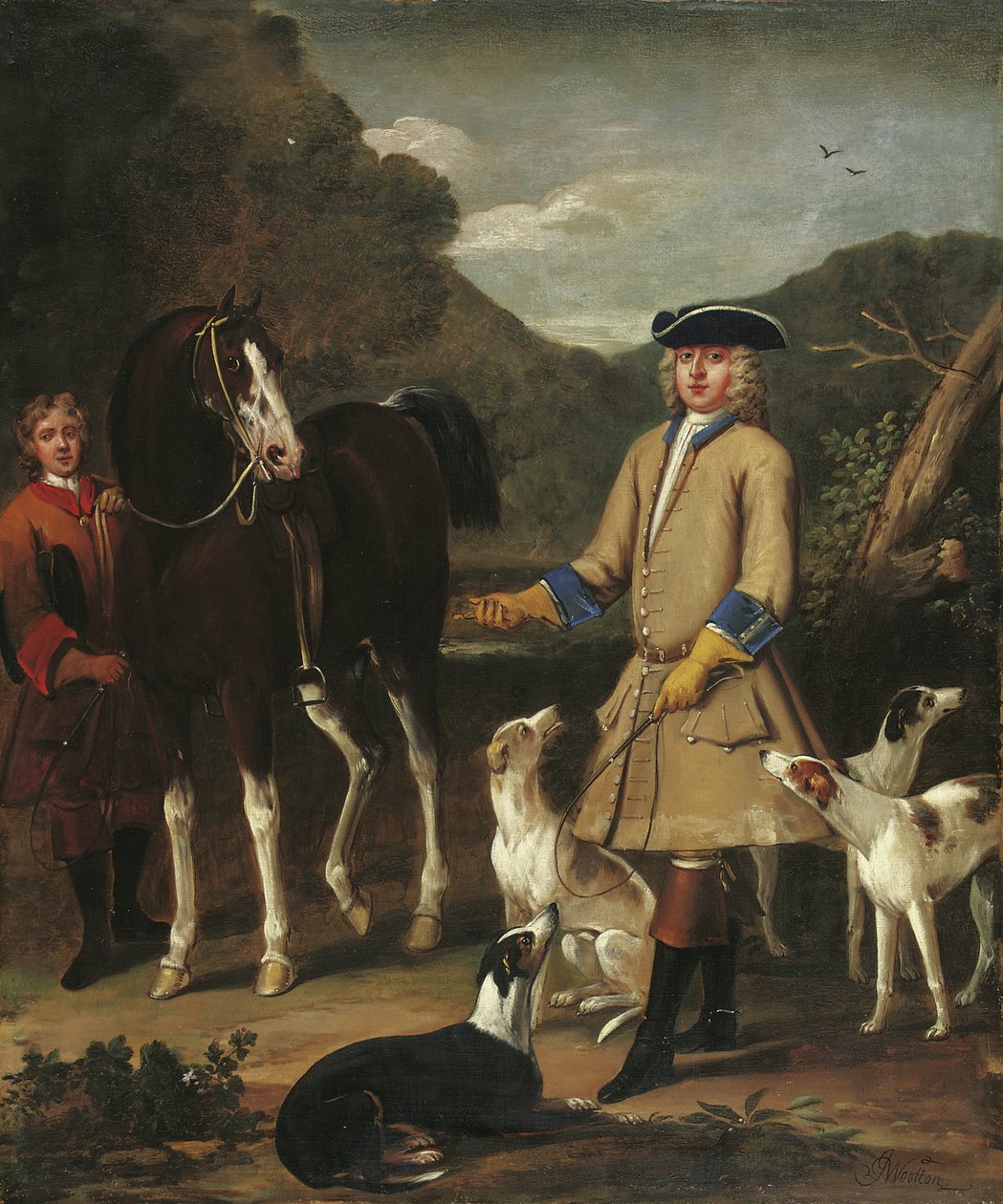 Edward, Lord Seymour, with His Horse, Groom and Dogs, in a Landscape by John Wootton