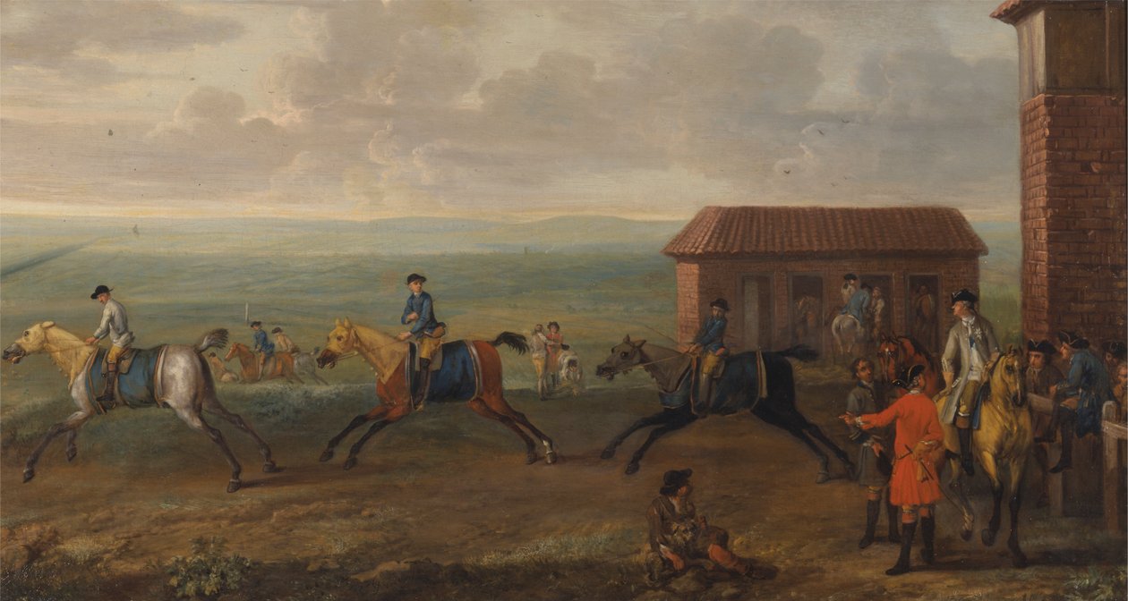 Lord Portmore Watching Racehorses at Exercise on Newmarket Heath by John Wootton