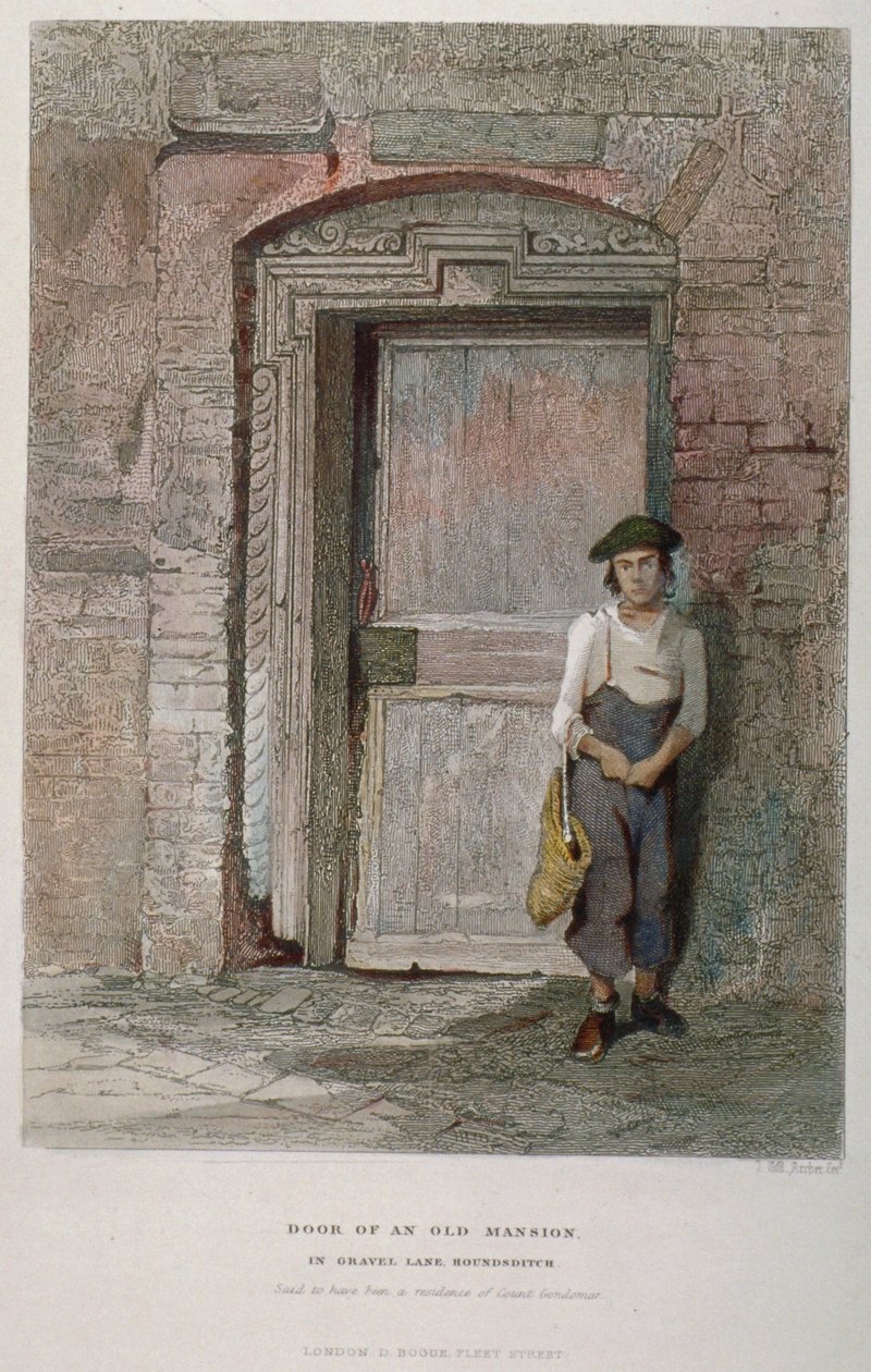 Door of an old mansion in Gravel Lane, City of London by John Wykeham Archer