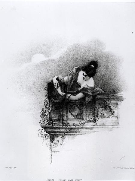 Fanny Kemble as Juliet, Sweet Good Night, engraved by Richard James Lane by John after Hayter