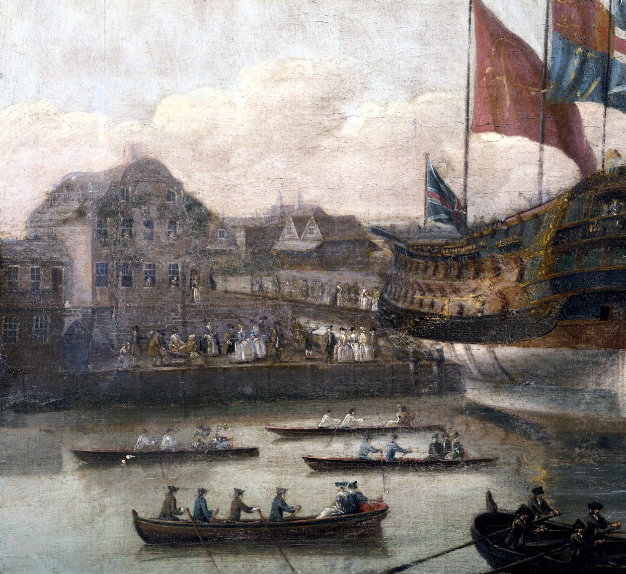 Launch at Deptford Dockyard (detail) by John the Elder Cleveley