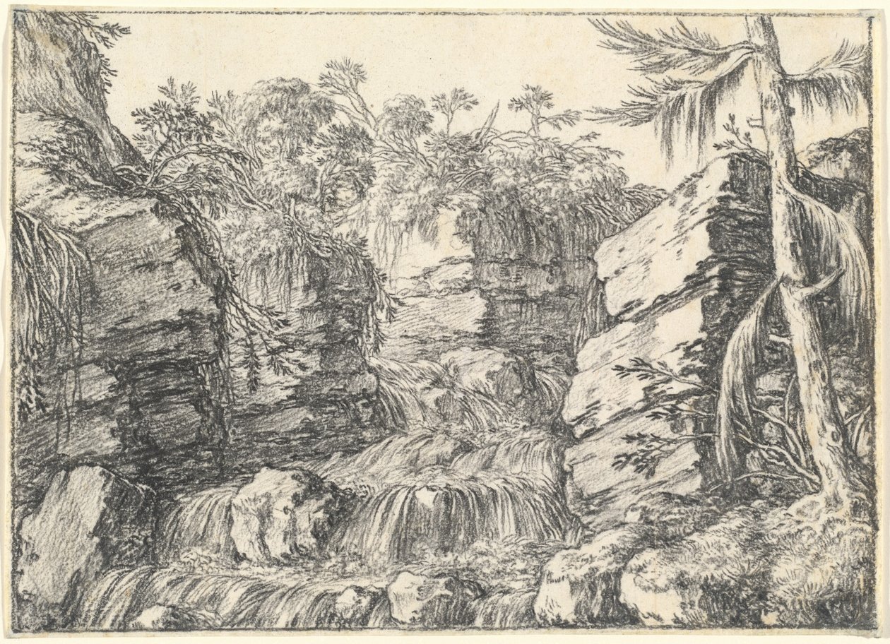 A Waterfall between Rocky Cliffs by Jonas Umbach