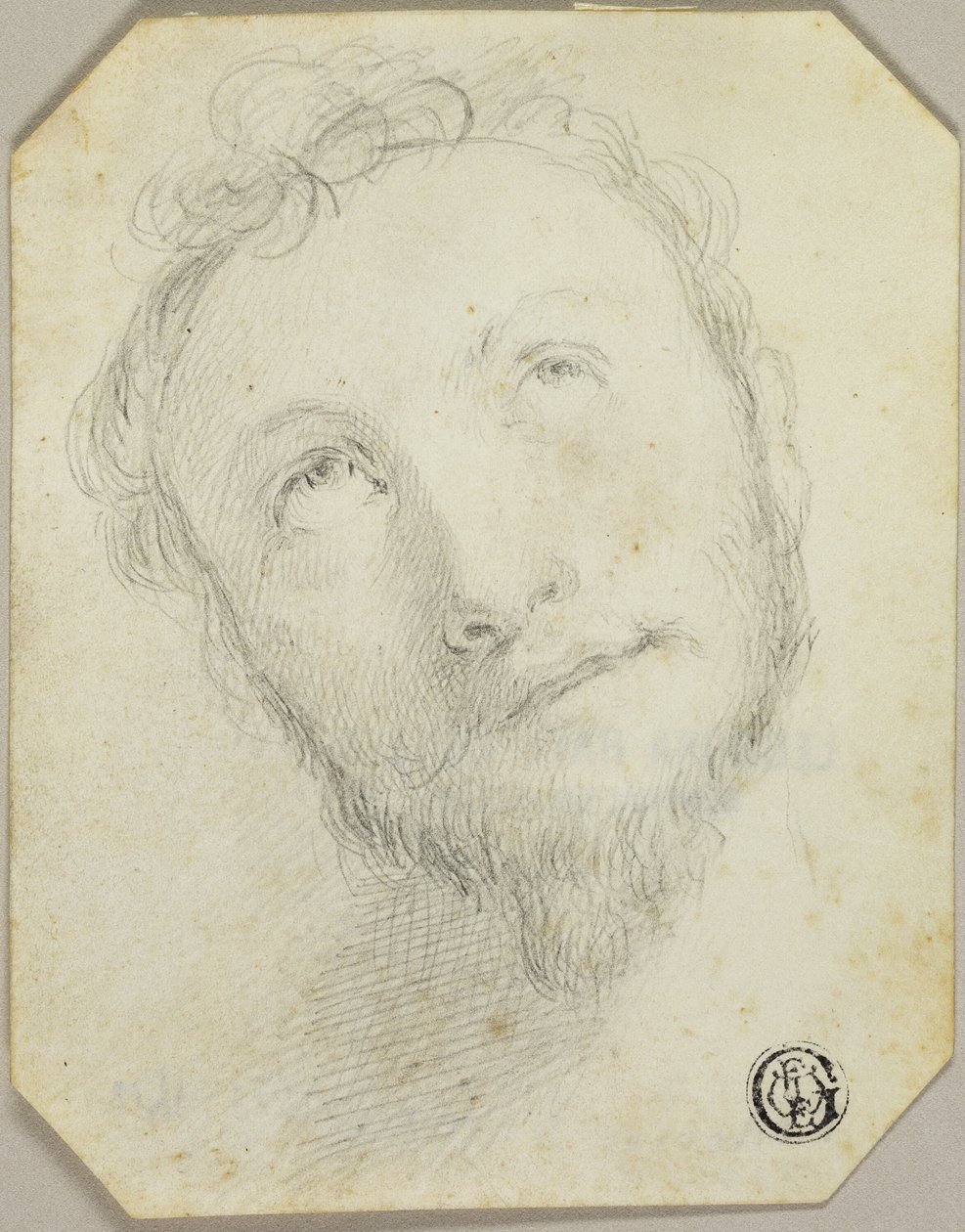 Head of Bearded Man Looking Upwards by Jonathan Richardson the Elder