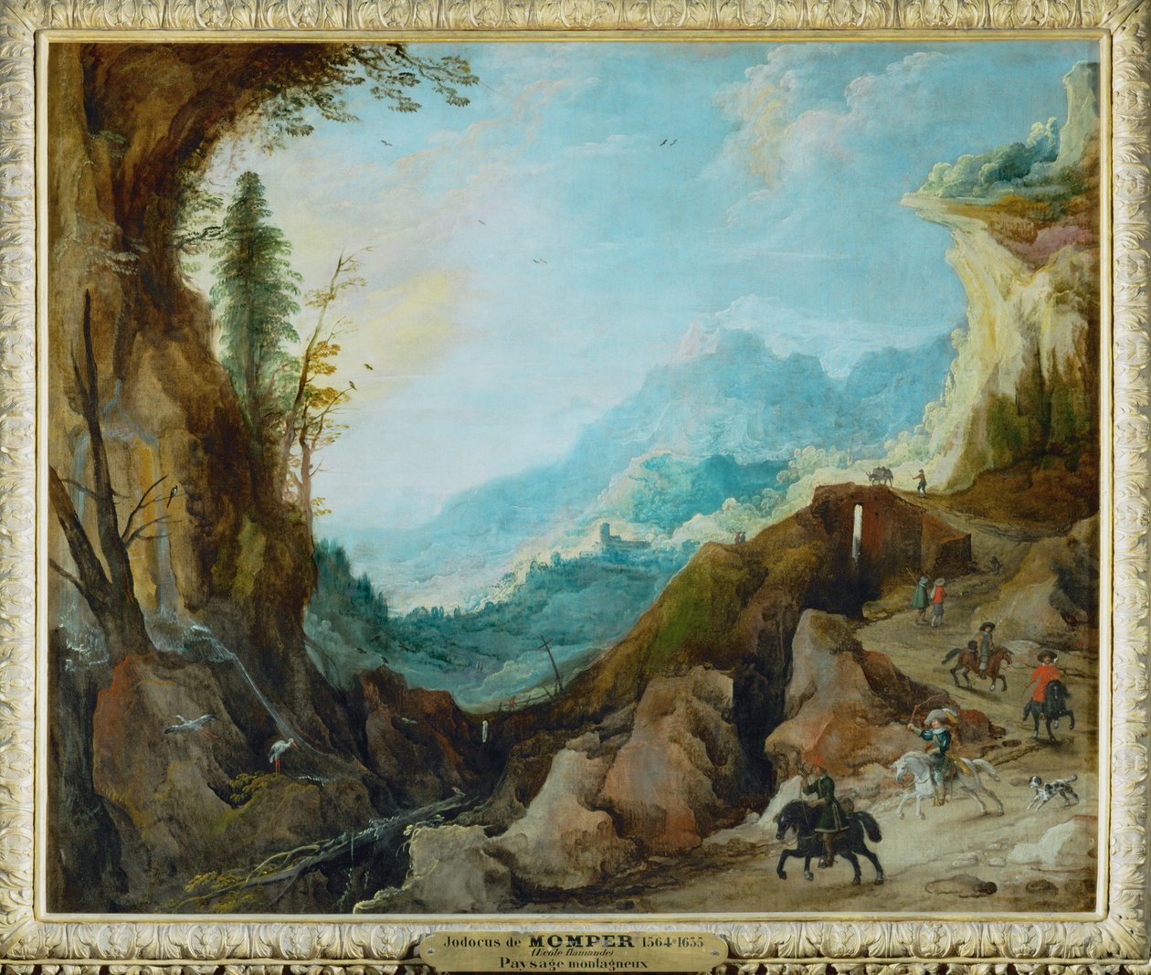 Mountainous Landscape with a Bridge and Four Horsemen by Joos de (follower of) Momper