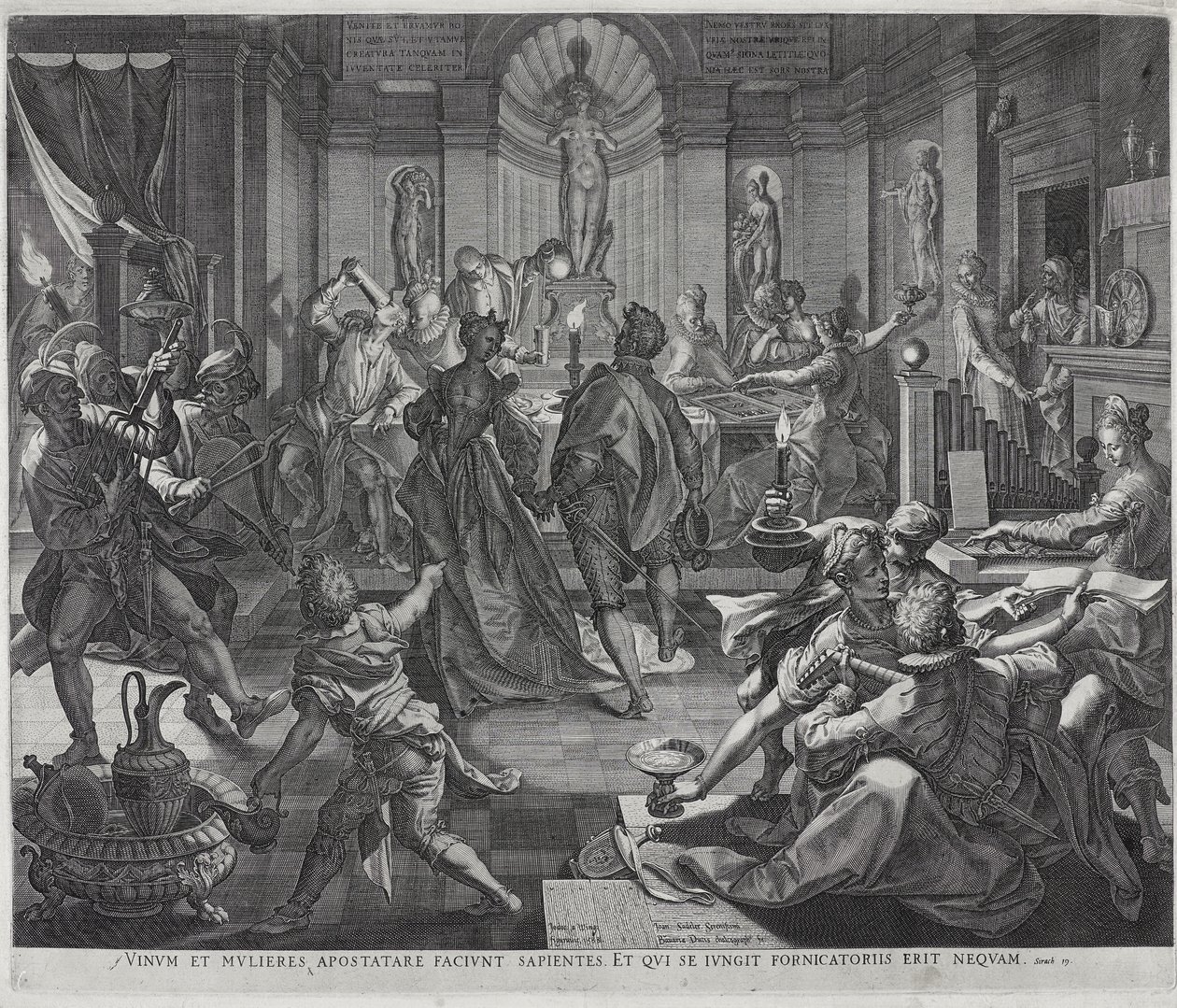 A House of Ill-Fame, engraved by Johannes Sadeler I by Joos or Jodocus van (after) Winghe