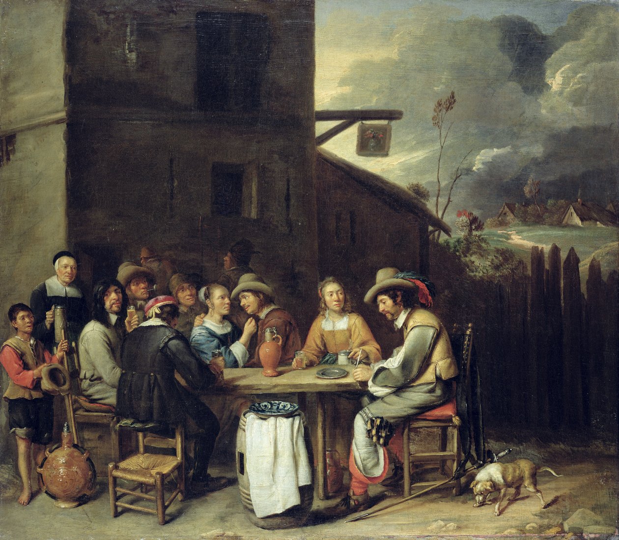 Companions Carousing in front of a Tavern by Joos van Craesbeeck