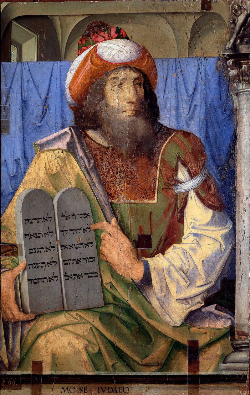 Portraits of Illustrious Men: Moses and Tables of Law by Joos van Gent (fl.1460 75)