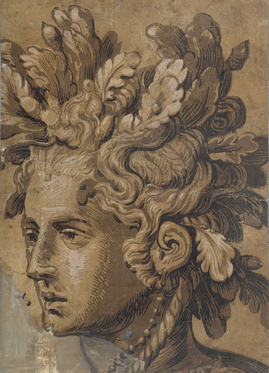 Dryad Head After Frans Floris, ca 1555 by Joos van Gietleughen