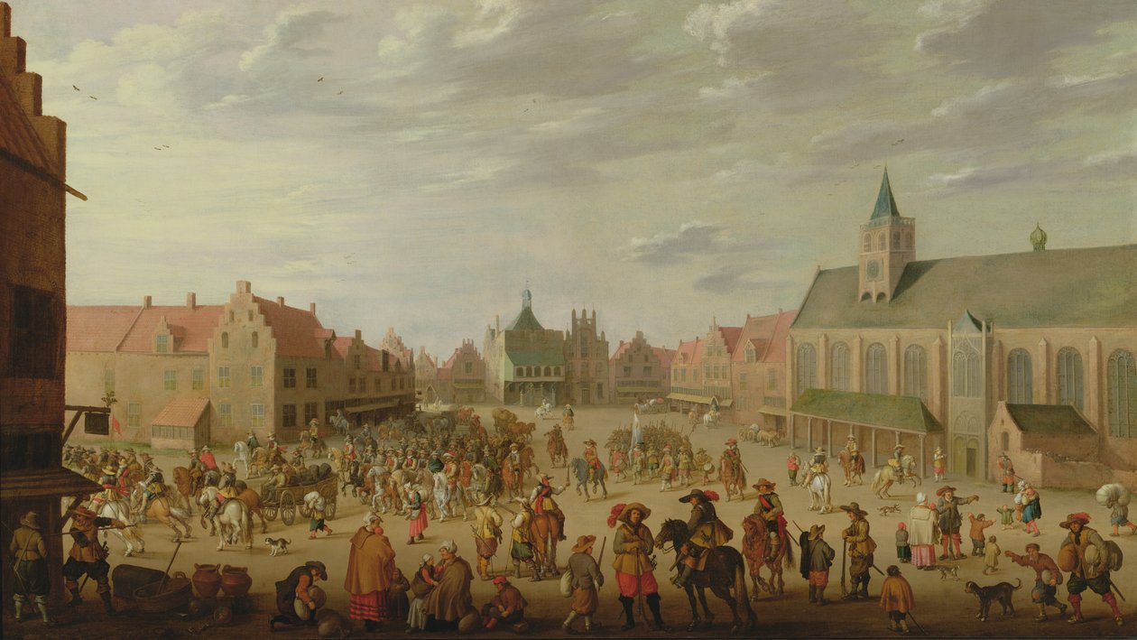 A Military Procession in the Town Square of Amersfoort by Joost Cornelisz. Droochsloot
