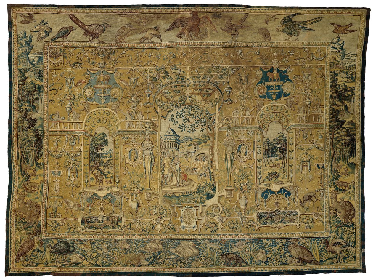 Grotesque Tapestry with Nebuchadnezzar and the Three Young Men in the Fire by Joost van Herseele