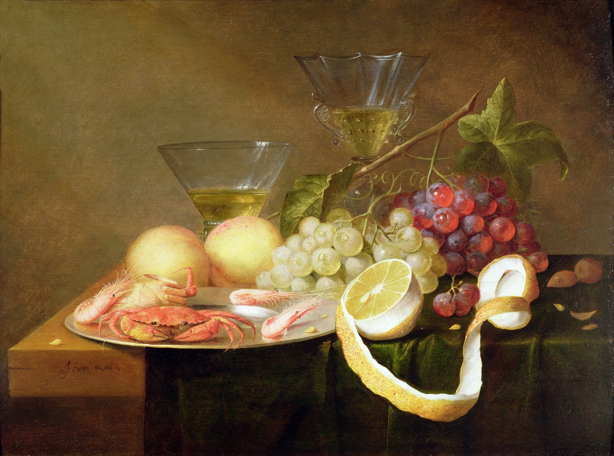 A still life with glasses by Joris van Son