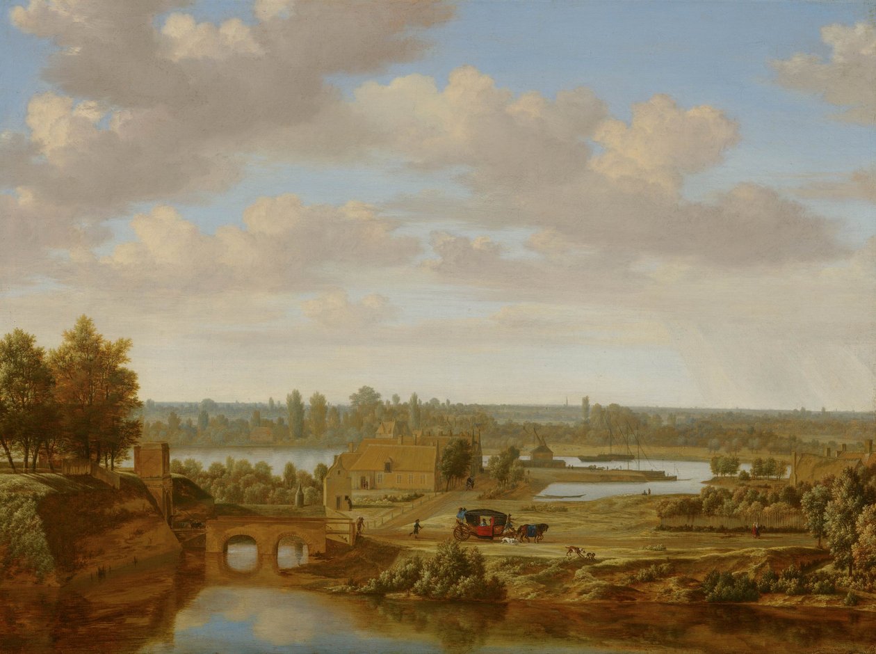 Panorama near Arnhem with the Rijnpoort by Joris van der Haagen or Hagen
