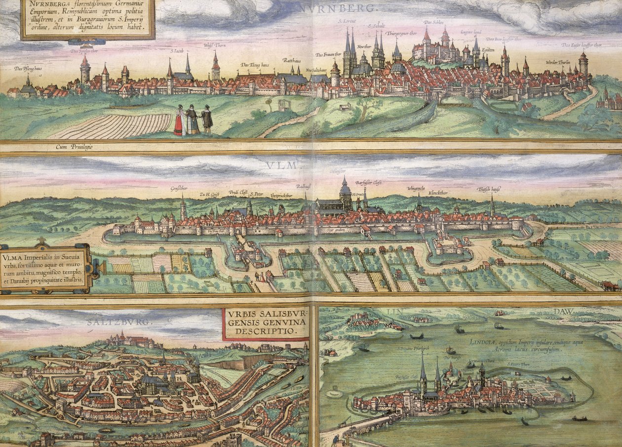 Map of Nuremberg, Ulm, and Saltzburg, from 