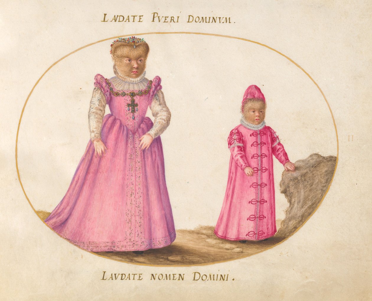 Plate 2: The Children of Pedro González (Petrus Gonsalvus) by Joris Hoefnagel