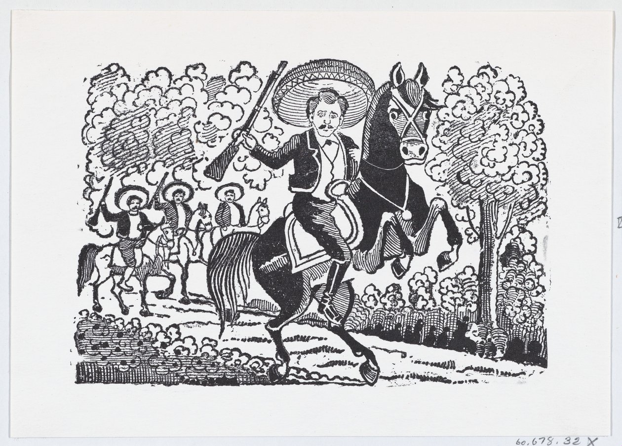 A revolutionary soldier on horseback with a rifle Heraclio Bernal by José Guadalupe Posada