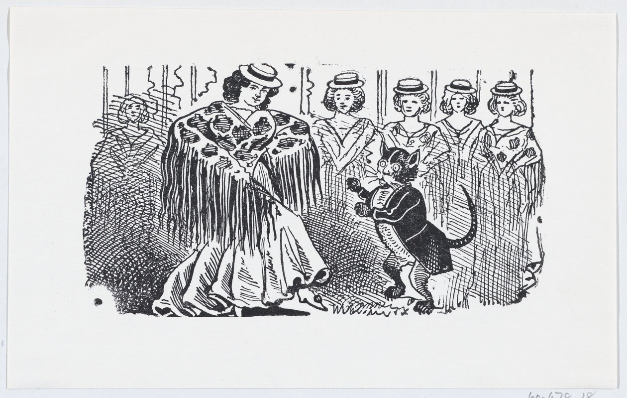 A Woman Dancing with a Cat in a Suit by José Guadalupe Posada