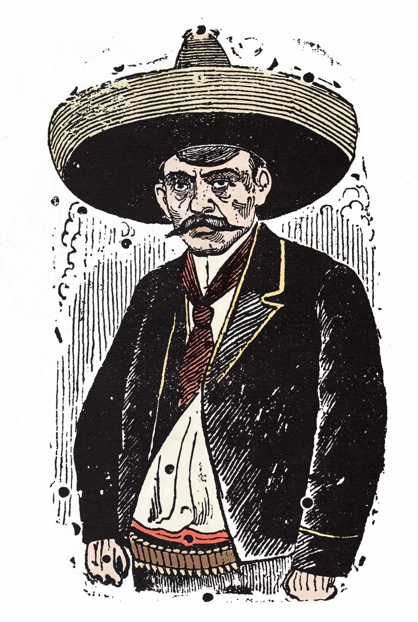 Emiliano Zapata, Mexican revolutionary. Xylography by Jose Guadalupe Posada by José Guadalupe Posada