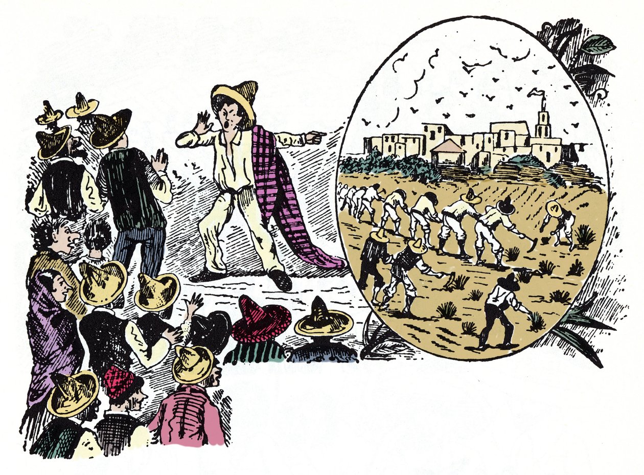 The Mexican Revolution (1910-1920): story of hard work by one of the workers in the Valle Nacional, circa 1908 - Xylography by Jose Guadalupe Posada by José Guadalupe Posada