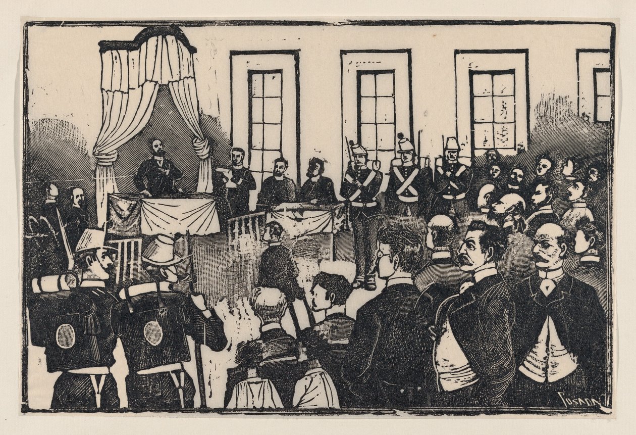 The trial of the killers of Tomas Hernandez Aguirre, from a broadside entitled 