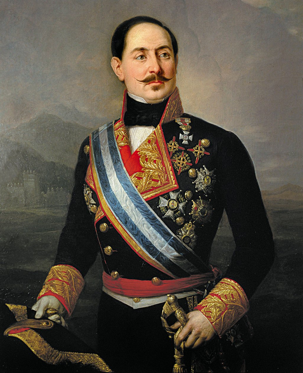 Portrait of Francisco Serrano y Dominguez (1810-1885), Spanish soldier and politician, leader of the Liberal Union, president of the first republic in 1874 by José María Romero y López