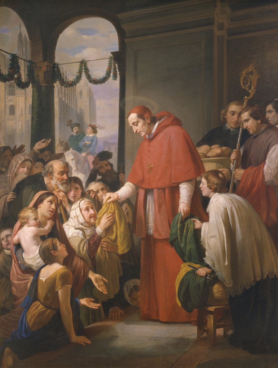 St. Charles Borromeo, archbishop of Milan, distributing alms to the poor, 1853 by José Salomé Pina