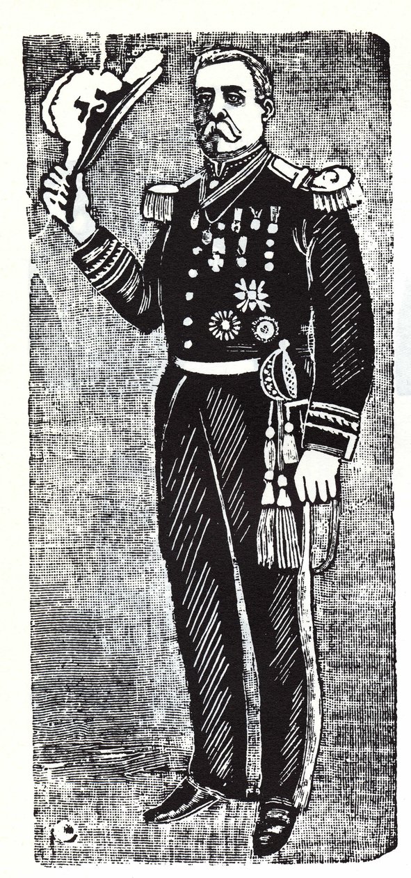 Portrait of Porfirio Diaz (1828-1915), President of the Republic of Mexico. Xylography by Jose Guadalupe Posada (1852-1913) by José Guadalupe Posada