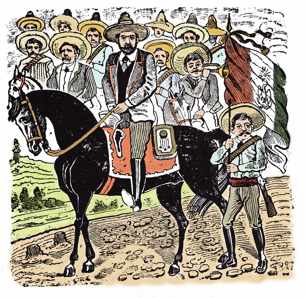 The Mexican Revolution (1910-1920): Portrait of Francisco Indalecio Madero (1873-1913) Mexican Revolutionary. Xylography by Jose Guadalupe Posada (1852-1913) by José Guadalupe Posada