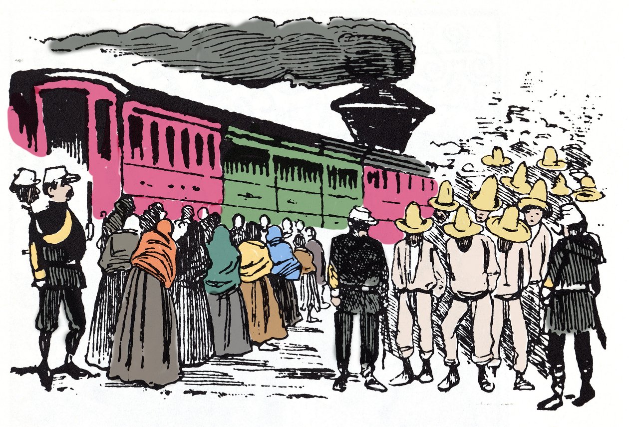 The Mexican Revolution: deportation of workers in the Valle Nacional, circa 1908 - Xylography by Jose Guadalupe Posada by José Guadalupe Posada
