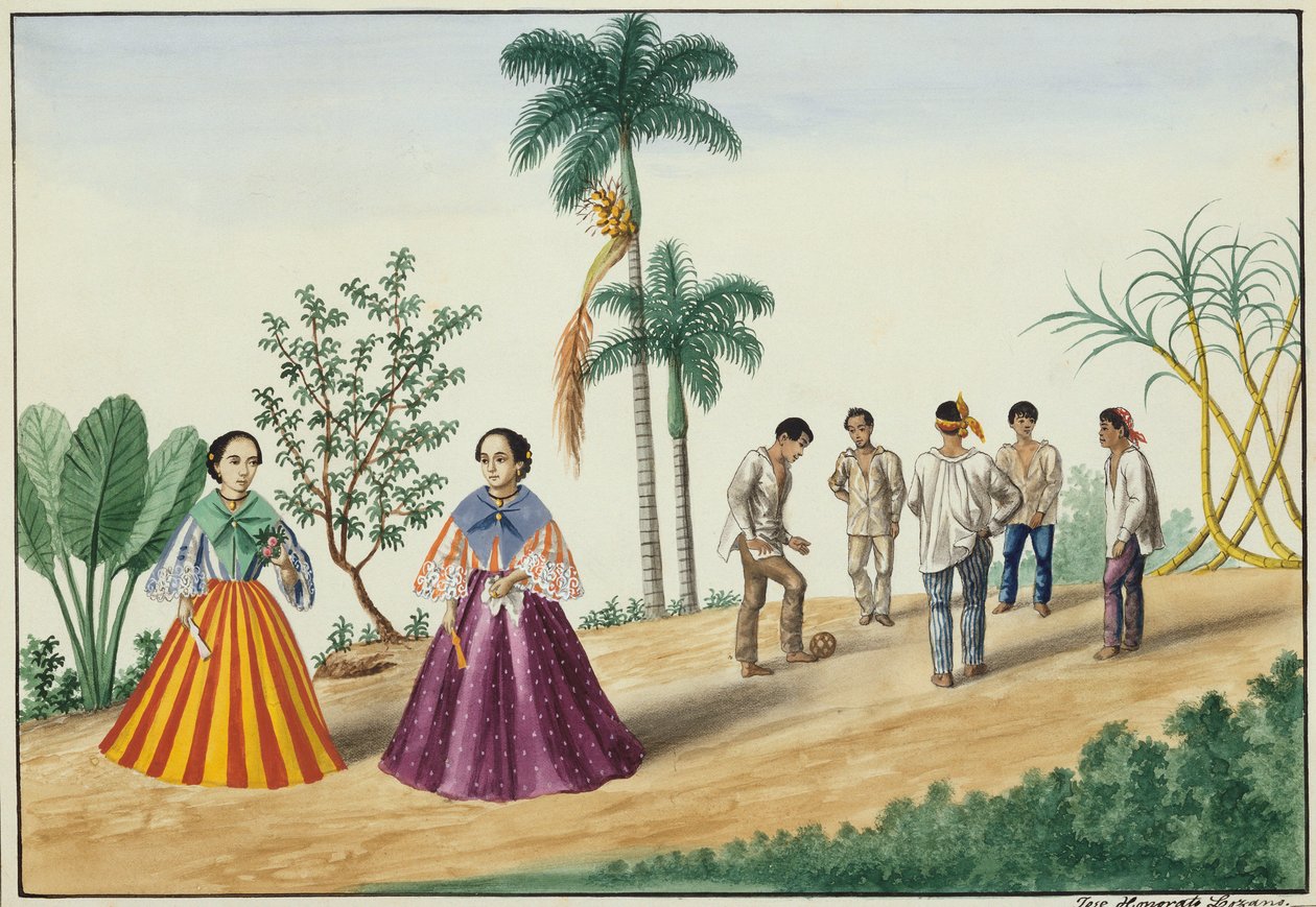 Manila and its Environs: Filipinos Playing Football by Jose Honorato Lozano