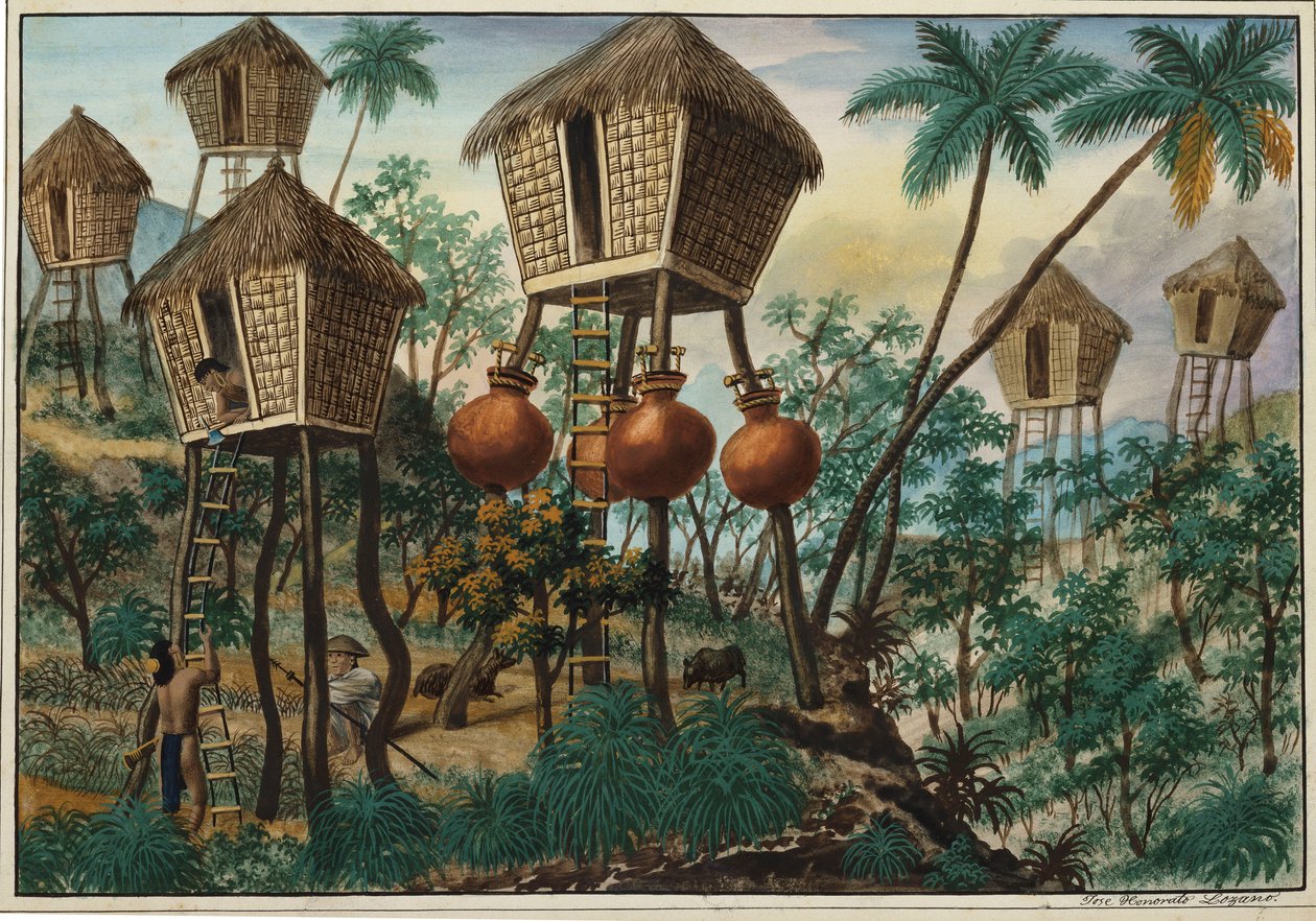 Manila and its Environs: Huts of the Mountain Indians by Jose Honorato Lozano