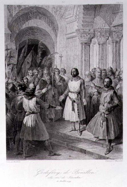 Godfrey of Bouillon Elected King of Jerusalem, engraved by Leopold Massard by Jose de (after) Madrazo y Garreta