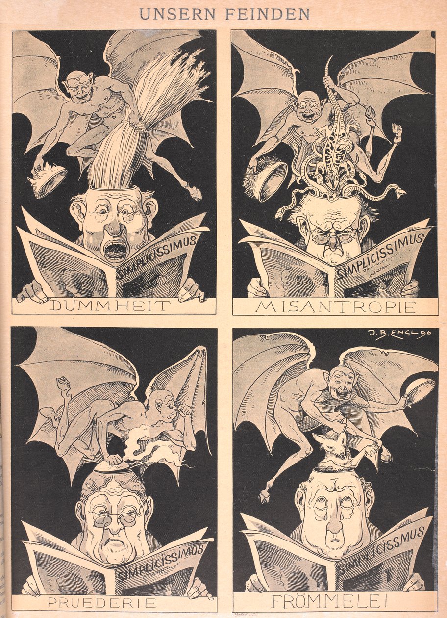 Our enemies. People reading, ideas being fed into their heads by demons. by Josef Benedikt engl