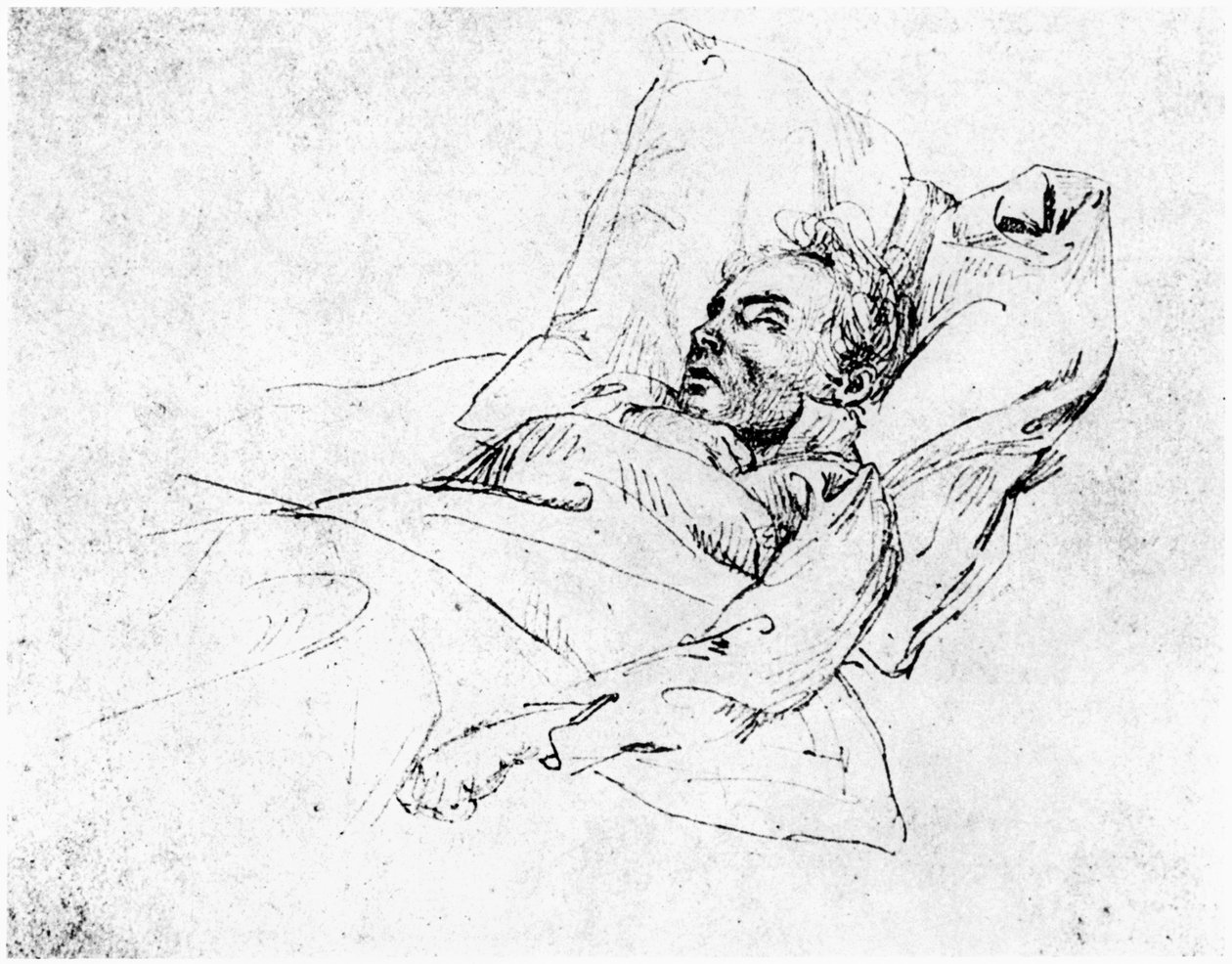 Ludwig van Beethoven on his deathbed, 28th March 1827 by Josef Eduard Teltscher