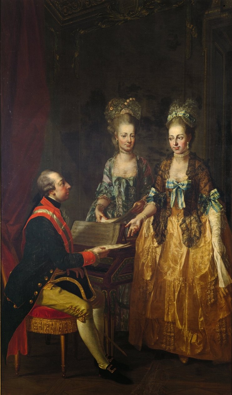 Portrait of Emperor Joseph II at the Spinet with his Sisters Maria Elisabeth and Maria Anna by Josef Hauzinger