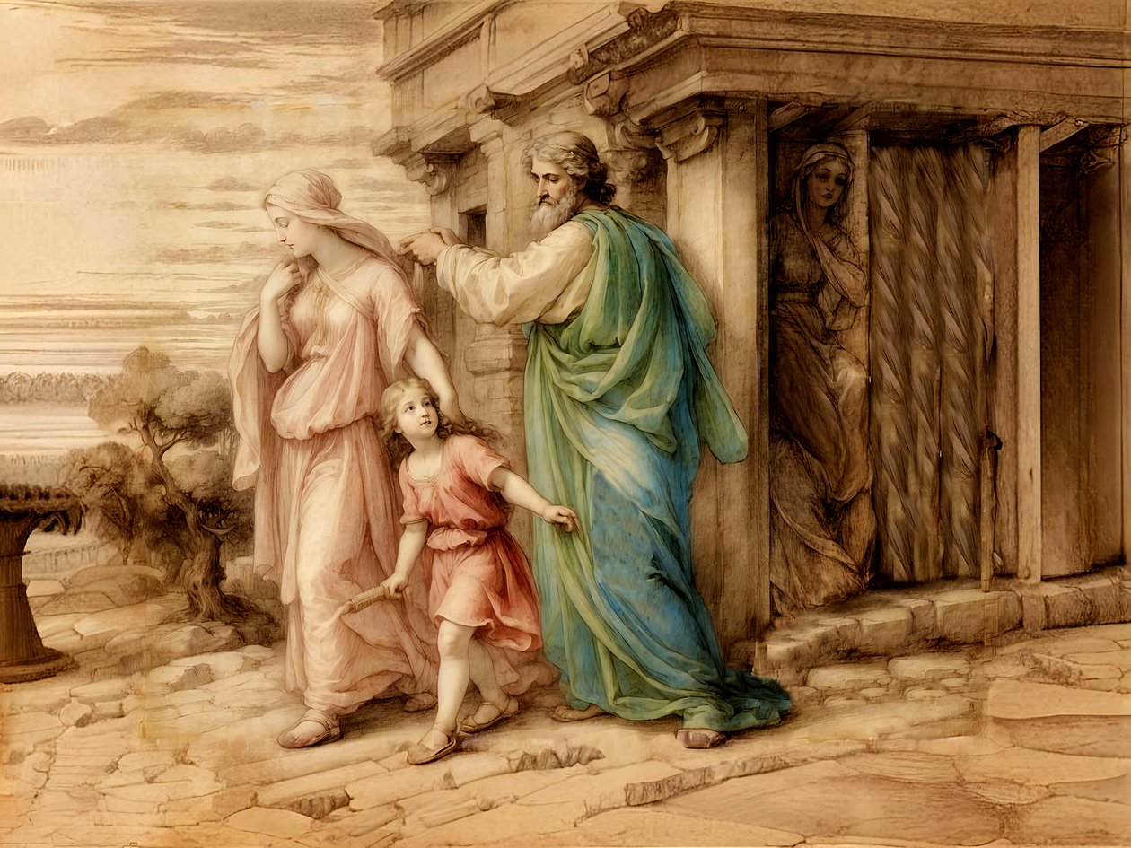 Hagar and Ishmael Sent Away by Josef Johann Michel