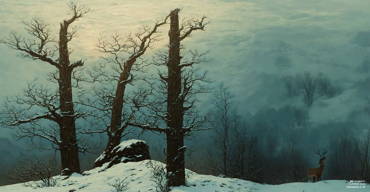 JJM Recreates Friedrich-C-D: Stone Pile in the Snow (Panorama) by Josef Johann Michel