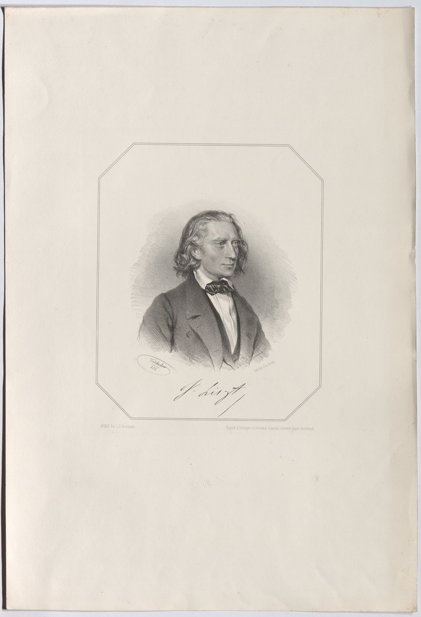 Portrait of Franz Liszt, 1856 by Josef Kriehuber