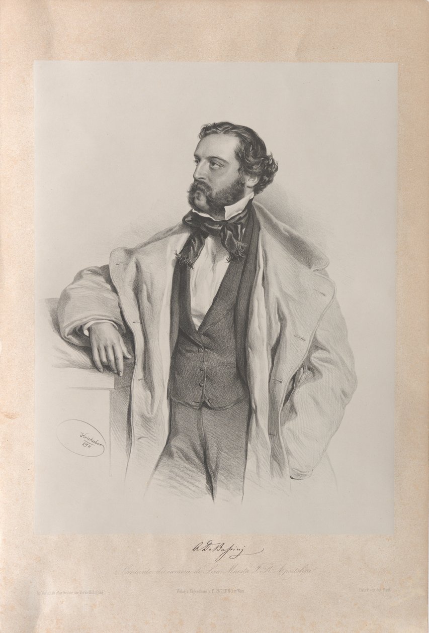 Portrait of the Opera Singer Achille De Bassini by Josef Kriehuber
