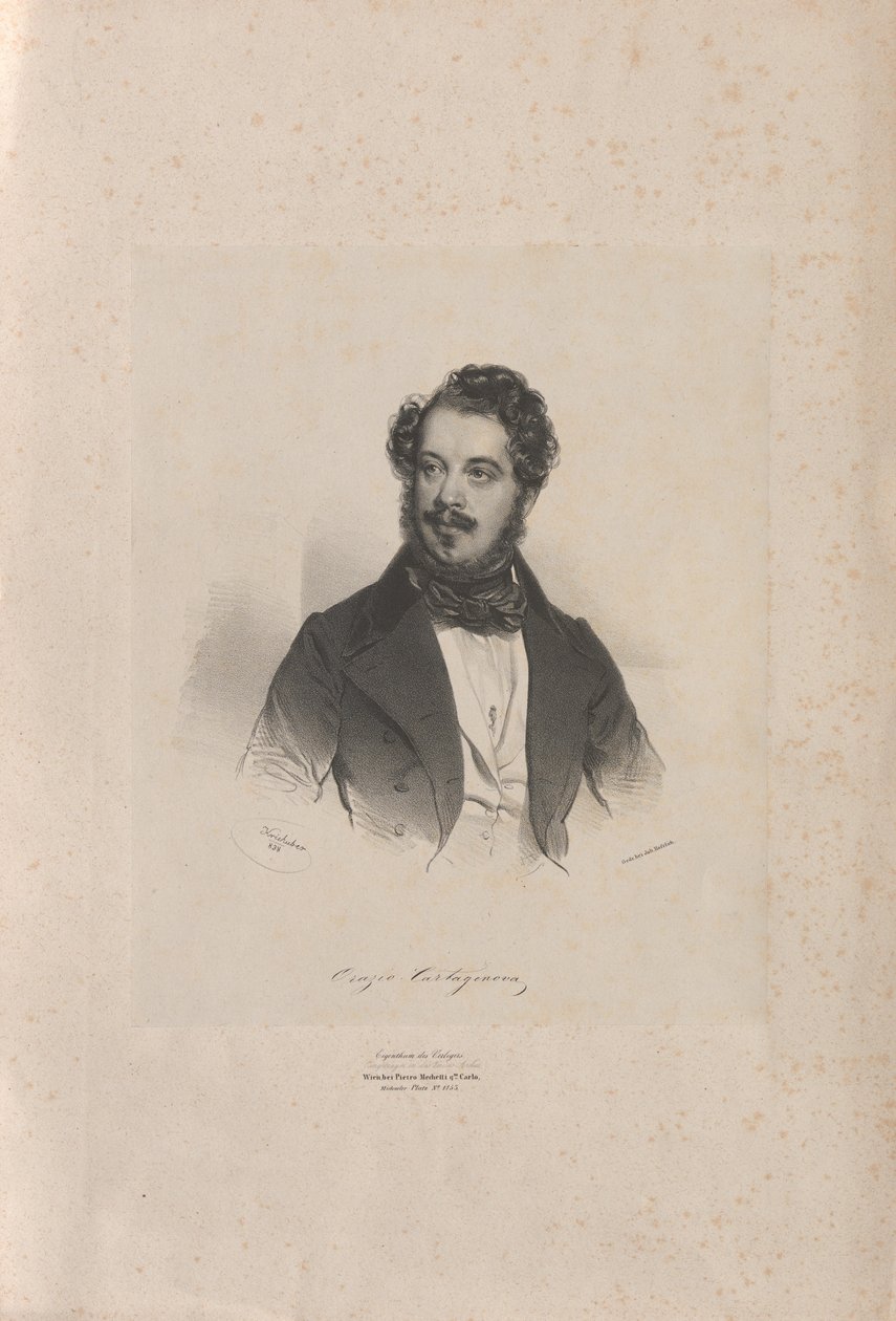 Portrait of the Opera Singer Giovanni Orazio Cartagenova by Josef Kriehuber