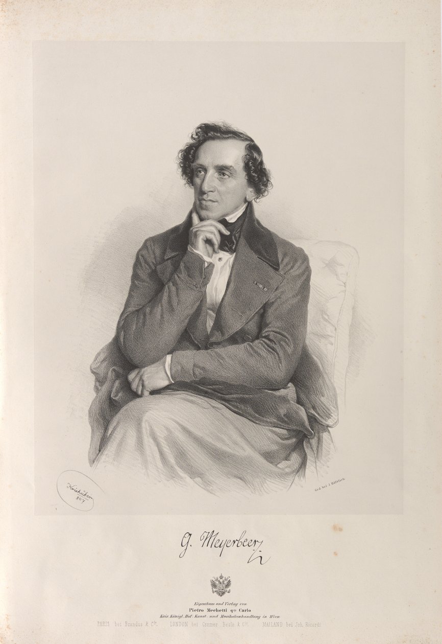 Portrait of the composer Giacomo Meyerbeer 1791-1864, 1847 by Josef Kriehuber