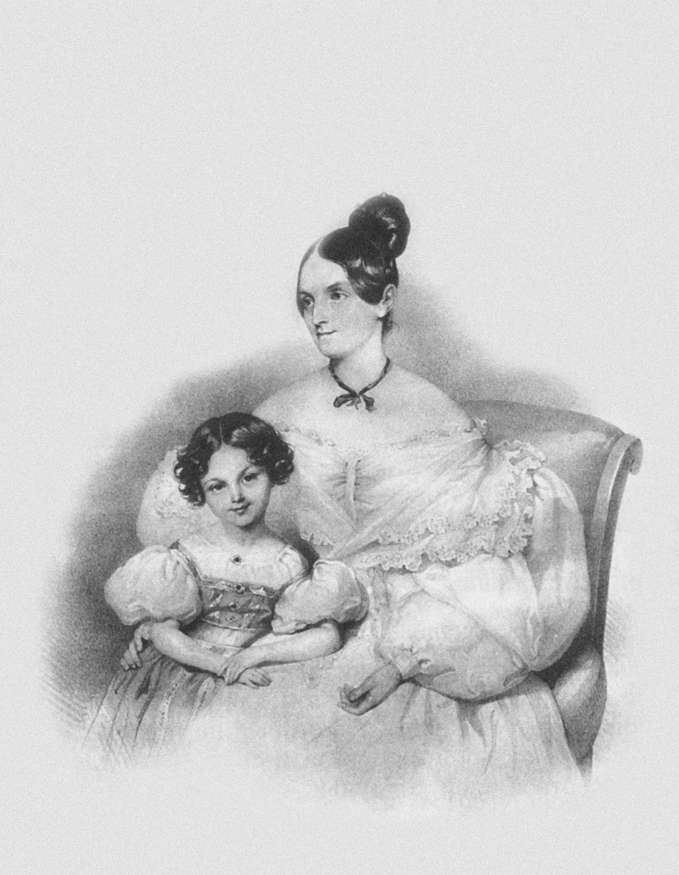 Portrait of Olga Narychkina Potocki with their daughter Sophie by Josef Nikolaus Kriehuber