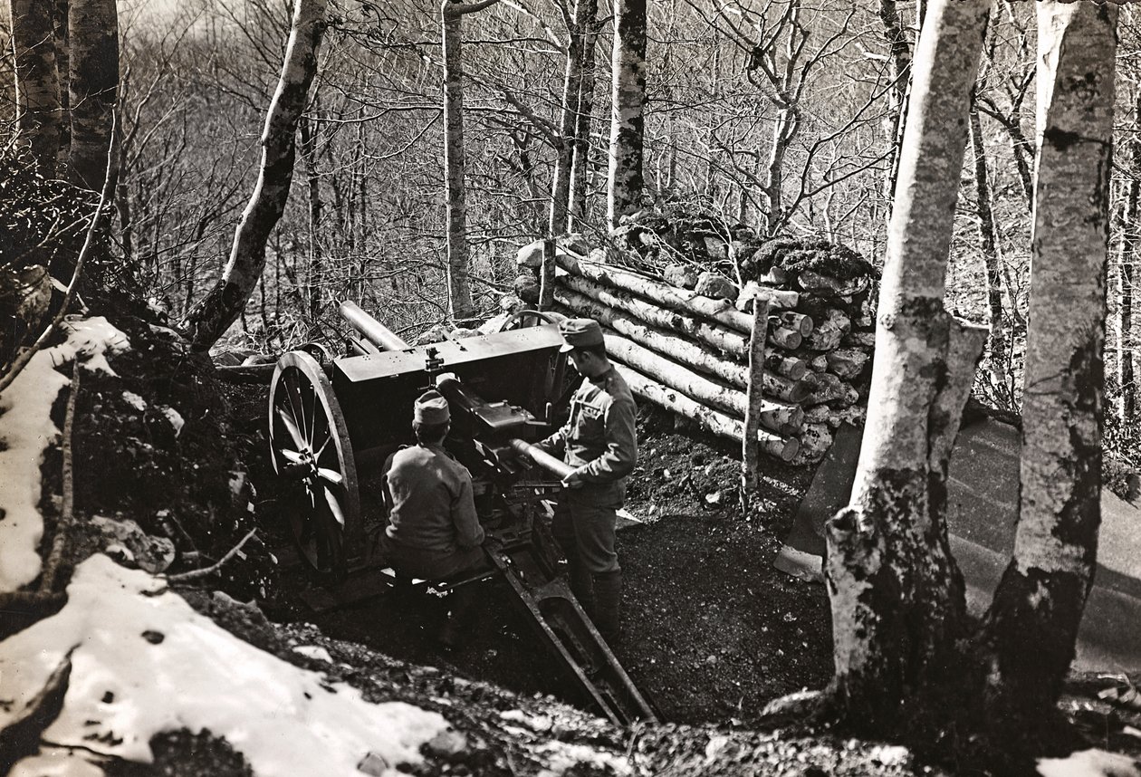 Soldiers with cannon (b/w photo) by Josef Zohles